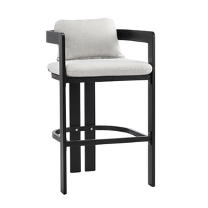 English Elm Christopher Knight Home® - Pula Weatherproof Aluminum Counter Stools Set of 2 — Black Frame, Grey Olefin Cushions, Ergonomic Bar Chairs N775P361567G