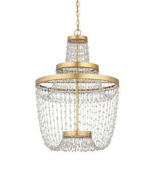 Currey & Company Mademoiselle Medium Chandelier - Elegant Glass Bead Design In Gold Leaf Finish For Stunning Ambiance Brass Glass Beads ,Wrought Iron 9000-1305-currey-company