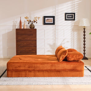 English Elm Large Plush Floor Sofa Foldable Foam Mattress with Pillows for Living Room Lounge W3612P440208