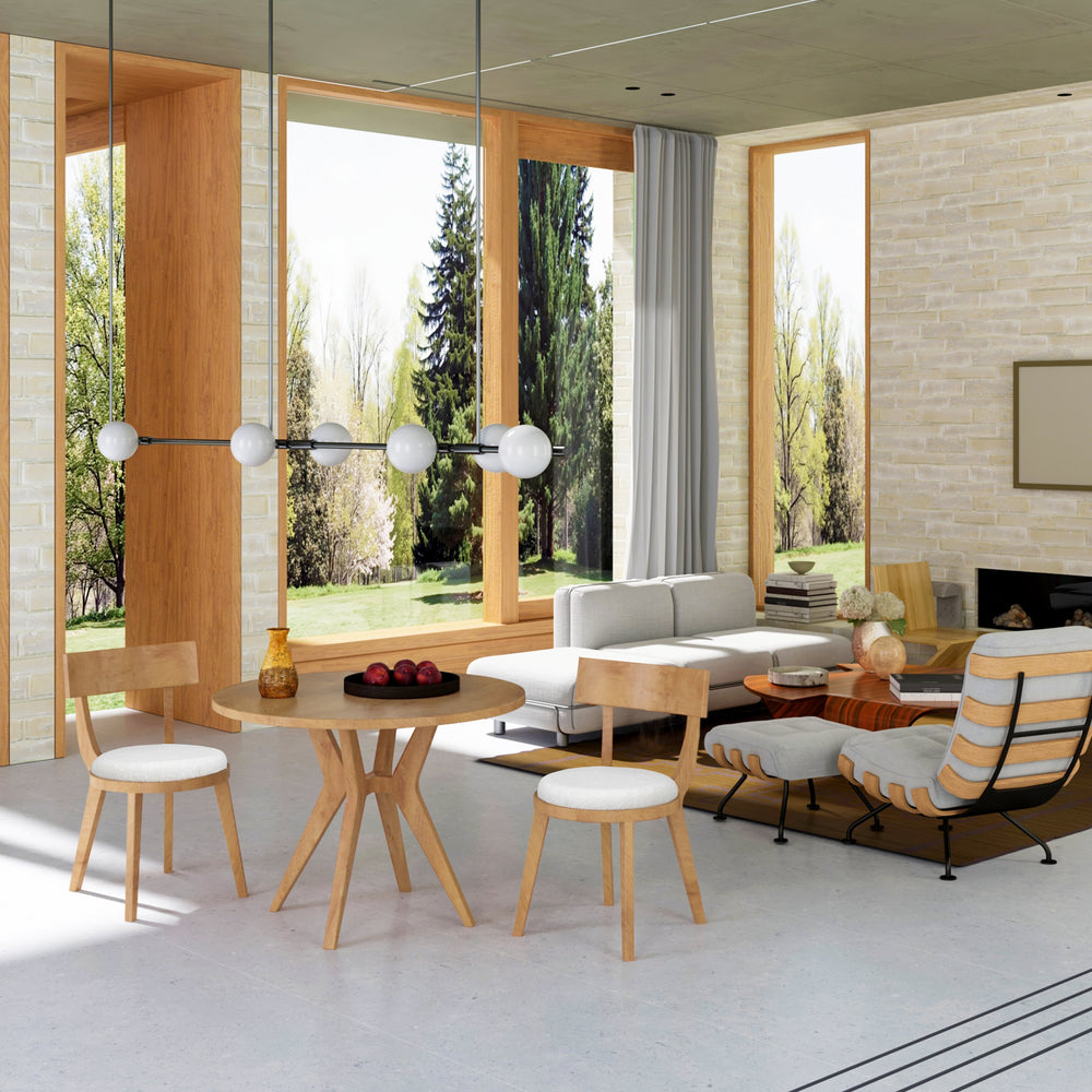 English Elm Mid-Century 39.4" Round Dining Table Set With 2 Padded Chairs, Stylish Oak Finish & Durable Design TWSET-LUCKY2