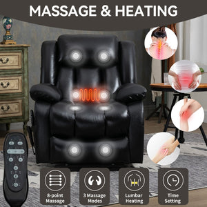 English Elm Dual Motor Power Lift Recliner with Massage Heat and 180 Degree Brown Lounge Chair W1803S00043