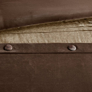 JLA Home Madison Park - 7 Faux Suede Comforter Set Evokes Rustic Lodge Warmth with Textured Earthy Prints, Plush Trim, Pillows 90 L x 90 W x 1.5H MP10-904