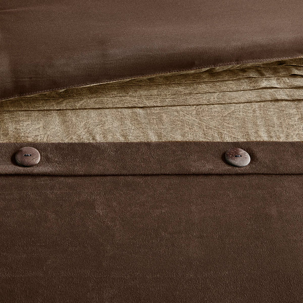 JLA Home Madison Park - 7 Faux Suede Comforter Set Evokes Rustic Lodge Warmth with Textured Earthy Prints, Plush Trim, Pillows 90 L x 90 W x 1.5H MP10-904
