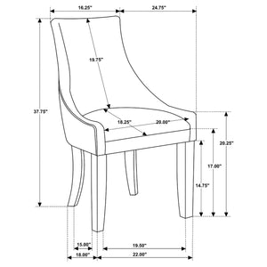 English Elm Vallerie Transitional 8-Piece Dining Set in Antique Noir with Grey Velvet Chairs, Nailhead Trim, Server B062S00887