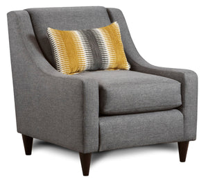 Fusion Maxwell Elegant Gray Accent Chair With Reversible Cushion & Stylish Tapered Wood Legs For Home Decor Grey W,100% Polyester 592-kp Maxwell Gray Accent Chair