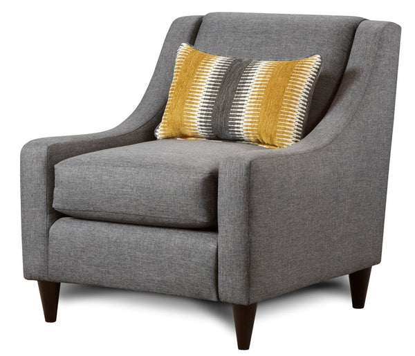 Fusion Maxwell Elegant Gray Accent Chair With Reversible Cushion & Stylish Tapered Wood Legs For Home Decor Grey W,100% Polyester 592-kp Maxwell Gray Accent Chair