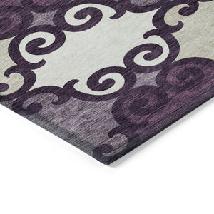 HomeRoots 5' Eggplant and Ivory Trellis Rug – Stylish, Durable, Washable Area Rug for Indoor and Outdoor Spaces 8' X 10' 592008