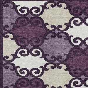 HomeRoots 5' Eggplant and Ivory Trellis Rug – Stylish, Durable, Washable Area Rug for Indoor and Outdoor Spaces 10' X 14' 592010