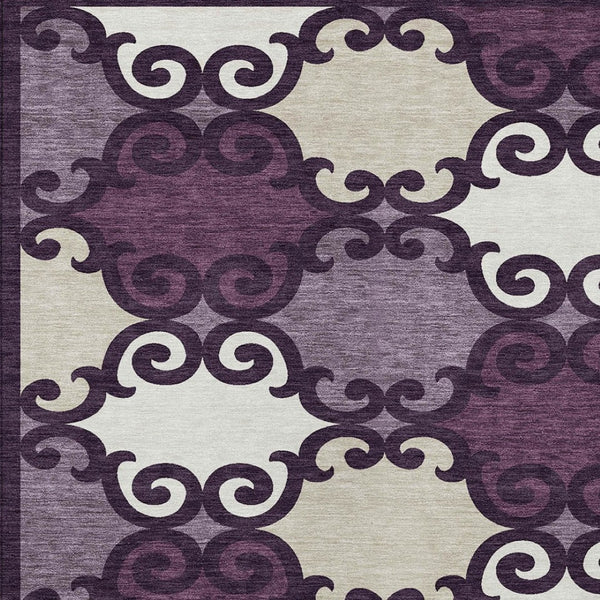HomeRoots 5' Eggplant and Ivory Trellis Rug – Stylish, Durable, Washable Area Rug for Indoor and Outdoor Spaces 10' X 14' 592010
