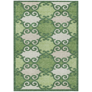HomeRoots 5' Green and Ivory Trellis Washable Area Rug for Indoor and Outdoor Spaces – Durable, Stylish, Easy-Care 8' X 10' 592014