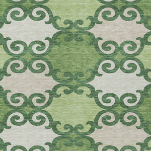 HomeRoots 5' Green and Ivory Trellis Washable Area Rug for Indoor and Outdoor Spaces – Durable, Stylish, Easy-Care 8' X 10' 592014