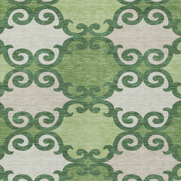 HomeRoots 5' Green and Ivory Trellis Washable Area Rug for Indoor and Outdoor Spaces – Durable, Stylish, Easy-Care 8' X 10' 592014