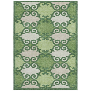 HomeRoots 5' Green and Ivory Trellis Washable Area Rug for Indoor and Outdoor Spaces – Durable, Stylish, Easy-Care 10' X 14' 592016