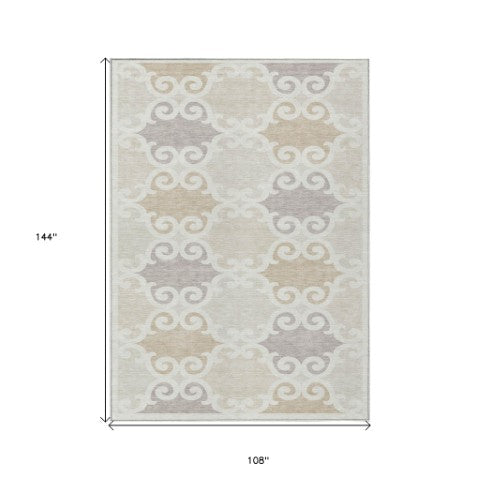 Homeroots 3' Stylish Trellis Area Rug - Washable Indoor/Outdoor Decor For Living Room, Patio, Or Porch 9' X 12' Polyester 592027