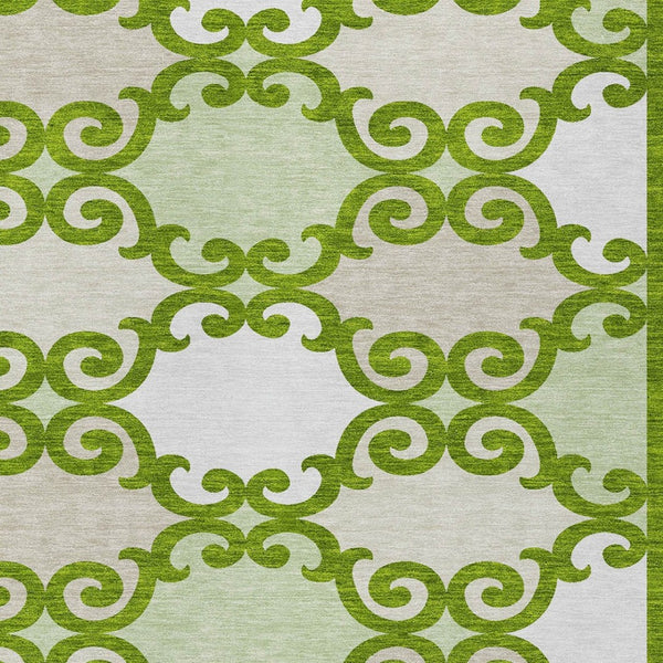 HomeRoots 5' Vibrant Lime Green and Ivory Trellis Washable Area Rug for Indoor and Outdoor Spaces 5' X 8' 592030