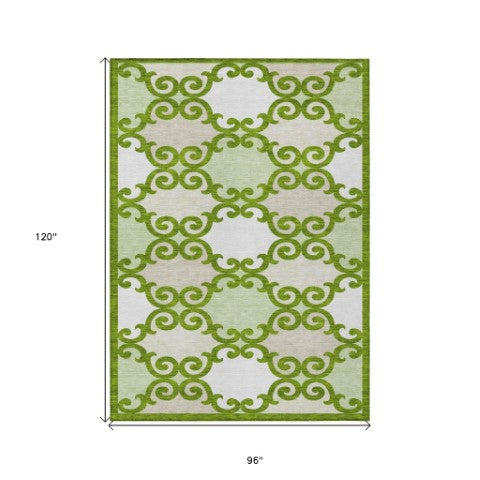 Homeroots 3' Stylish Trellis Area Rug - Washable Indoor/Outdoor Decor For Living Room, Patio, Or Porch 8' X 10' Polyester 592032