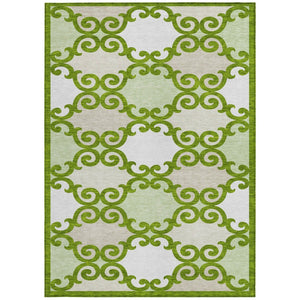 HomeRoots 9' Durable Lime Green and Ivory Trellis Area Rug - Versatile Indoor/Outdoor Design for Any Space 9' X 12' 592033