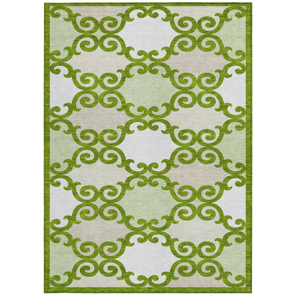 HomeRoots 9' Durable Lime Green and Ivory Trellis Area Rug - Versatile Indoor/Outdoor Design for Any Space 9' X 12' 592033