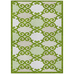 HomeRoots 9' Durable Lime Green and Ivory Trellis Area Rug - Versatile Indoor/Outdoor Design for Any Space 9' X 12' 592033