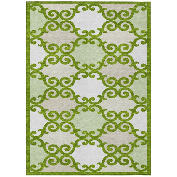 HomeRoots 9' Durable Lime Green and Ivory Trellis Area Rug - Versatile Indoor/Outdoor Design for Any Space 9' X 12' 592033