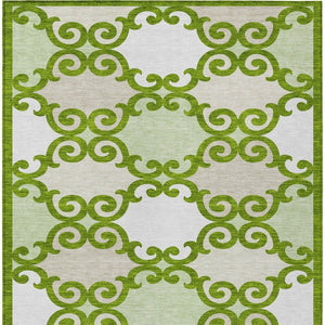 HomeRoots 9' Durable Lime Green and Ivory Trellis Area Rug - Versatile Indoor/Outdoor Design for Any Space 9' X 12' 592033