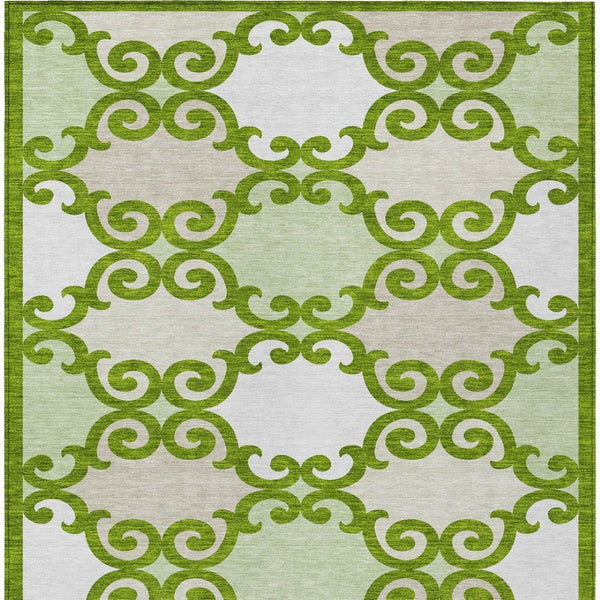 HomeRoots 9' Durable Lime Green and Ivory Trellis Area Rug - Versatile Indoor/Outdoor Design for Any Space 9' X 12' 592033