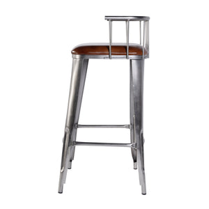 Butler Specialty Butler Industrial Loft Leather Bar Stool - 30.5" Height, Silver Metal Frame, Stylish & Durable Brown,Silver Iron,Leather 5920344-butler
