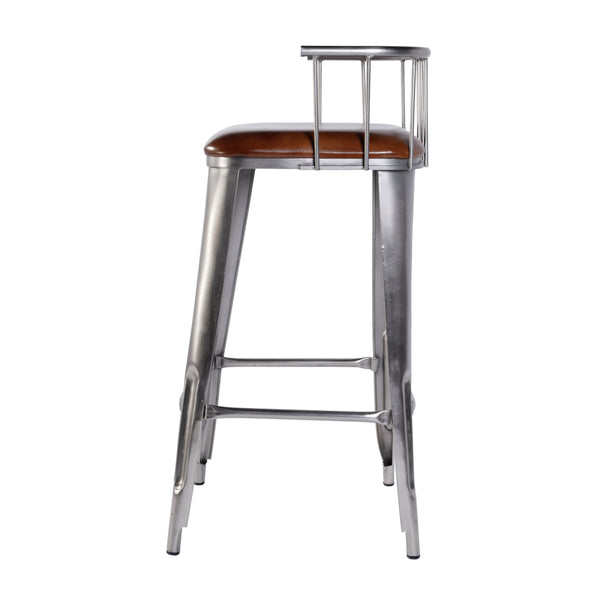 Butler Specialty Butler Industrial Loft Leather Bar Stool - 30.5" Height, Silver Metal Frame, Stylish & Durable Brown,Silver Iron,Leather 5920344-butler