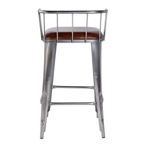 Butler Specialty Butler Industrial Loft Leather Bar Stool - 30.5" Height, Silver Metal Frame, Stylish & Durable Brown,Silver Iron,Leather 5920344-butler