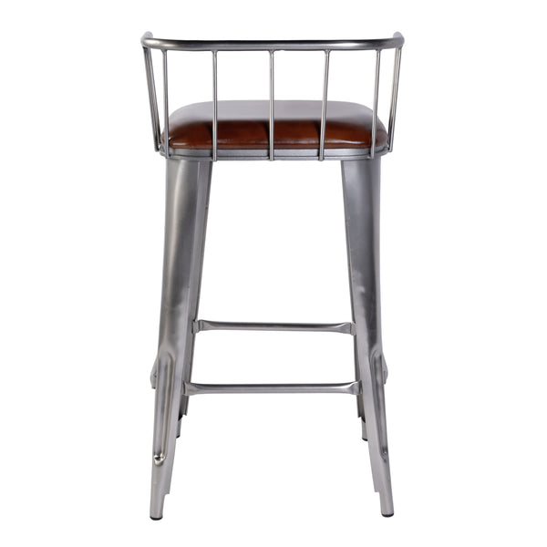 Butler Specialty Butler Industrial Loft Leather Bar Stool - 30.5" Height, Silver Metal Frame, Stylish & Durable Brown,Silver Iron,Leather 5920344-butler