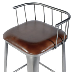 Butler Specialty Butler Industrial Loft Leather Bar Stool - 30.5" Height, Silver Metal Frame, Stylish & Durable Brown,Silver Iron,Leather 5920344-butler