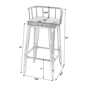 Butler Specialty Butler Industrial Loft Leather Bar Stool - 30.5" Height, Silver Metal Frame, Stylish & Durable Brown,Silver Iron,Leather 5920344-butler
