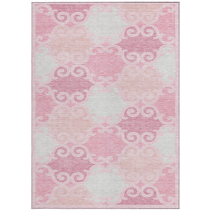HomeRoots 5' Pink and Gray Trellis Indoor Outdoor Area Rug - Stylish, Washable, Durable for All Spaces! 5' X 8' 592042