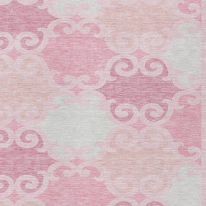 HomeRoots 5' Pink and Gray Trellis Indoor Outdoor Area Rug - Stylish, Washable, Durable for All Spaces! 8' X 10' 592044