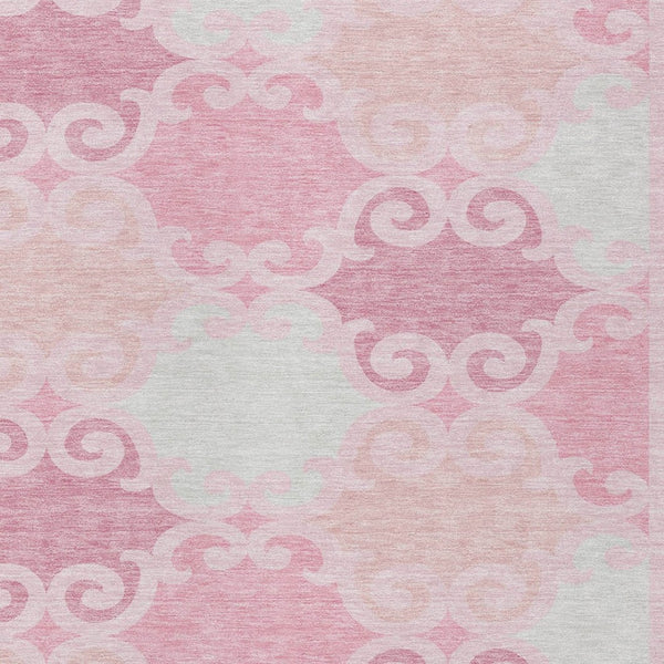 HomeRoots 5' Pink and Gray Trellis Indoor Outdoor Area Rug - Stylish, Washable, Durable for All Spaces! 8' X 10' 592044