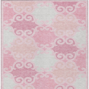 HomeRoots 9' Pink and Gray Trellis Area Rug - Durable, Machine-Washable, Indoor/Outdoor Solution for Any Space 9' X 12' 592045