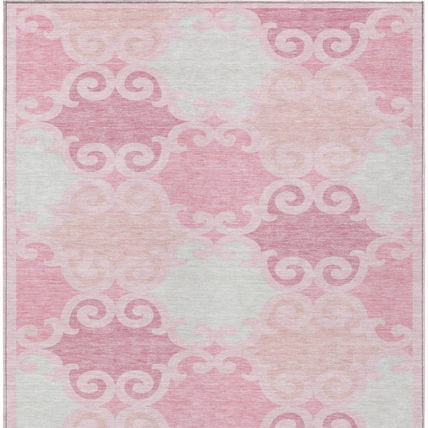 HomeRoots 9' Pink and Gray Trellis Area Rug - Durable, Machine-Washable, Indoor/Outdoor Solution for Any Space 9' X 12' 592045