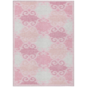 HomeRoots 9' Pink and Gray Trellis Area Rug - Durable, Machine-Washable, Indoor/Outdoor Solution for Any Space 9' X 12' 592045