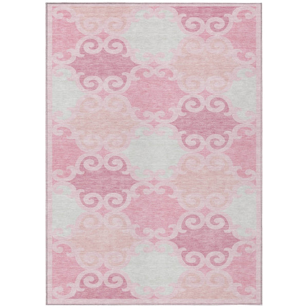 HomeRoots 9' Pink and Gray Trellis Area Rug - Durable, Machine-Washable, Indoor/Outdoor Solution for Any Space 9' X 12' 592045