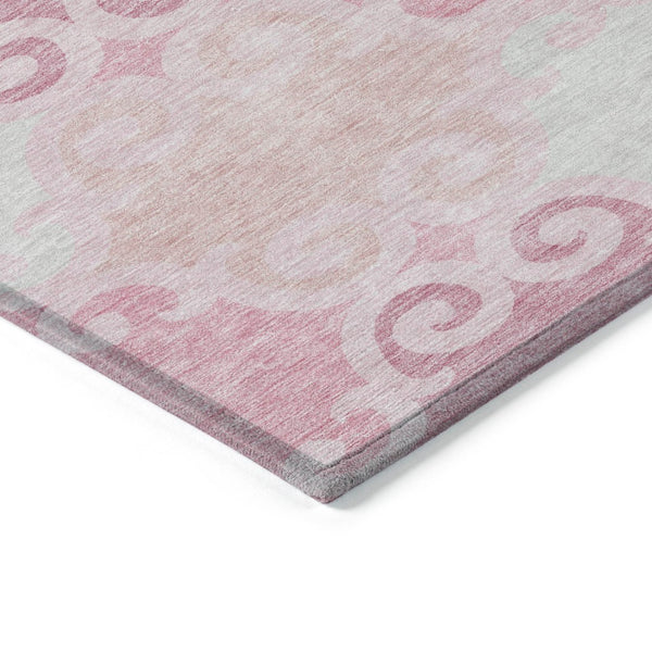 HomeRoots 9' Pink and Gray Trellis Area Rug - Durable, Machine-Washable, Indoor/Outdoor Solution for Any Space 9' X 12' 592045