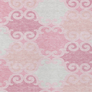 HomeRoots 9' Pink and Gray Trellis Area Rug - Durable, Machine-Washable, Indoor/Outdoor Solution for Any Space 9' X 12' 592045