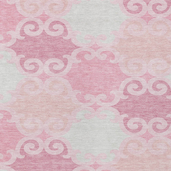 HomeRoots 9' Pink and Gray Trellis Area Rug - Durable, Machine-Washable, Indoor/Outdoor Solution for Any Space 9' X 12' 592045