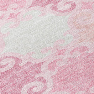 HomeRoots 9' Pink and Gray Trellis Area Rug - Durable, Machine-Washable, Indoor/Outdoor Solution for Any Space 9' X 12' 592045