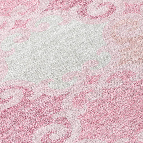 HomeRoots 9' Pink and Gray Trellis Area Rug - Durable, Machine-Washable, Indoor/Outdoor Solution for Any Space 9' X 12' 592045