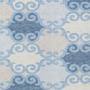 HomeRoots 5' Stylish Sky Blue Gray Ivory Trellis Indoor Outdoor Area Rug - Durable, Washable, Versatile Design 5' X 8' 592048