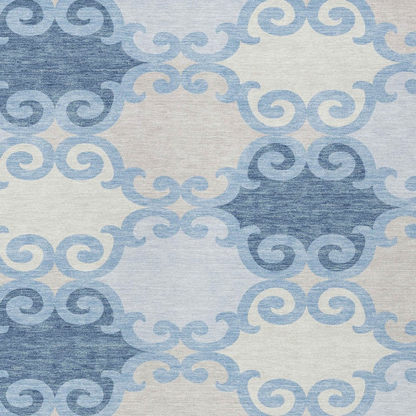 HomeRoots 5' Stylish Sky Blue Gray Ivory Trellis Indoor Outdoor Area Rug - Durable, Washable, Versatile Design 8' X 10' 592050