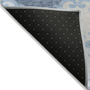 HomeRoots 9' Sky Blue Gray and Ivory Trellis Washable Area Rug - Stylish, Durable, Indoor-Outdoor Use, Easy Care 9' X 12' 592051