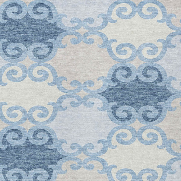 HomeRoots 5' Stylish Sky Blue Gray Ivory Trellis Indoor Outdoor Area Rug - Durable, Washable, Versatile Design 10' X 14' 592052