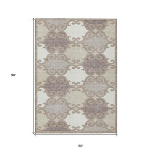 HomeRoots 5' Stylish Trellis Washable Area Rug for Indoor and Outdoor Spaces – Durable, Easy-Care Design! 5' X 8' 592054
