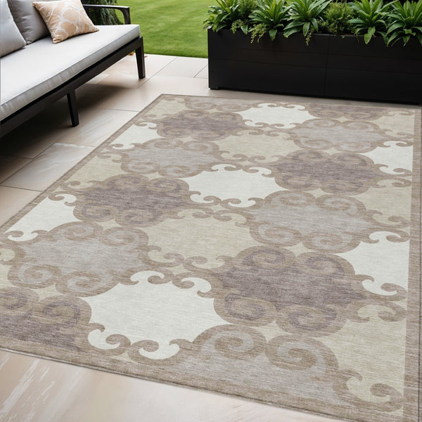 HomeRoots 5' Stylish Trellis Washable Area Rug for Indoor and Outdoor Spaces – Durable, Easy-Care Design! 5' X 8' 592054